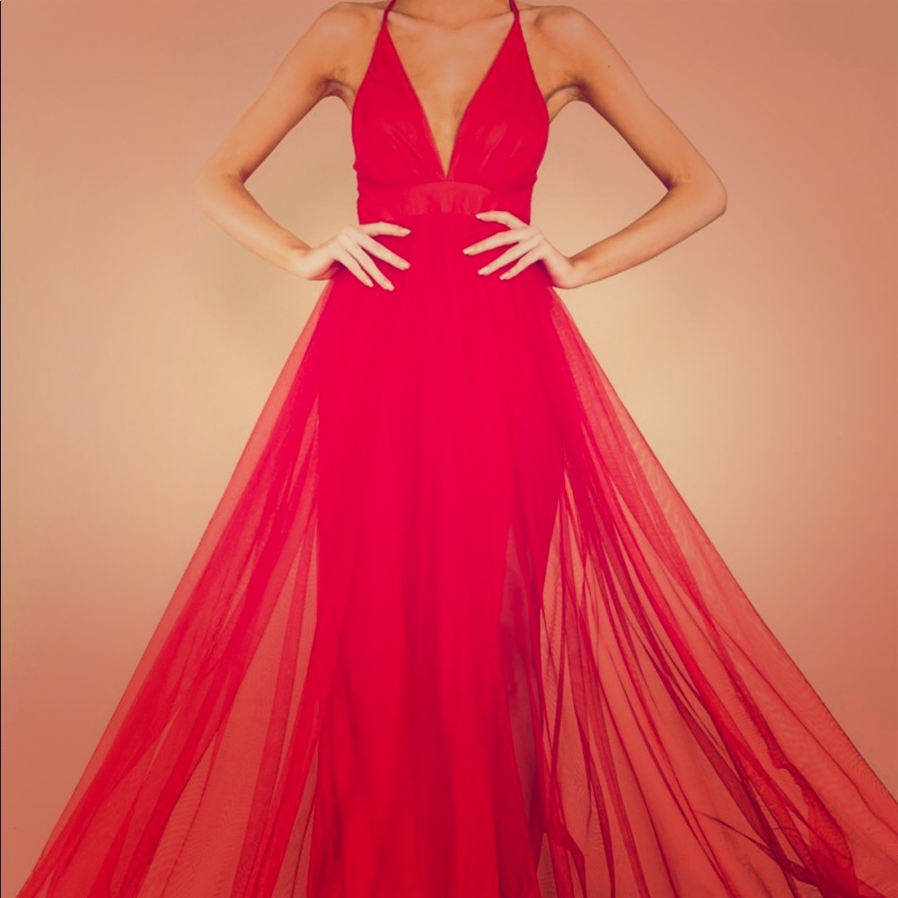 Red long dress
